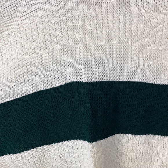 80s/90s Vintage striped knitted sweater | White & Green - Picture 3 of 3
